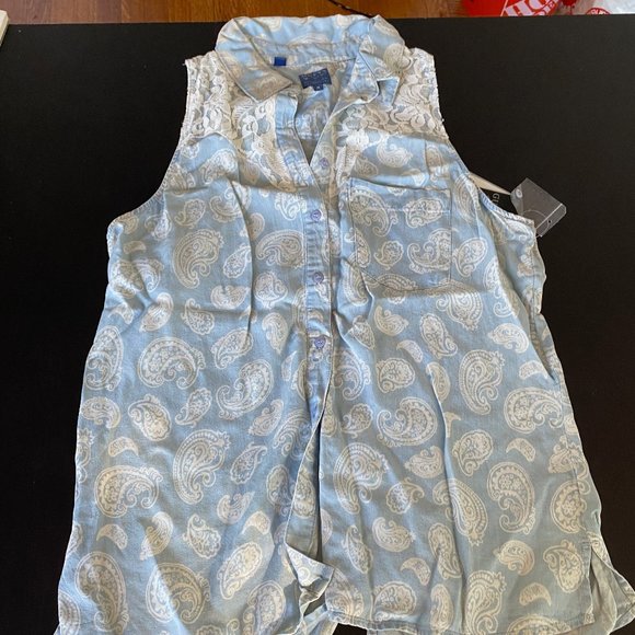 Guess Jean Sleeveless Shirt - M - Picture 1 of 3